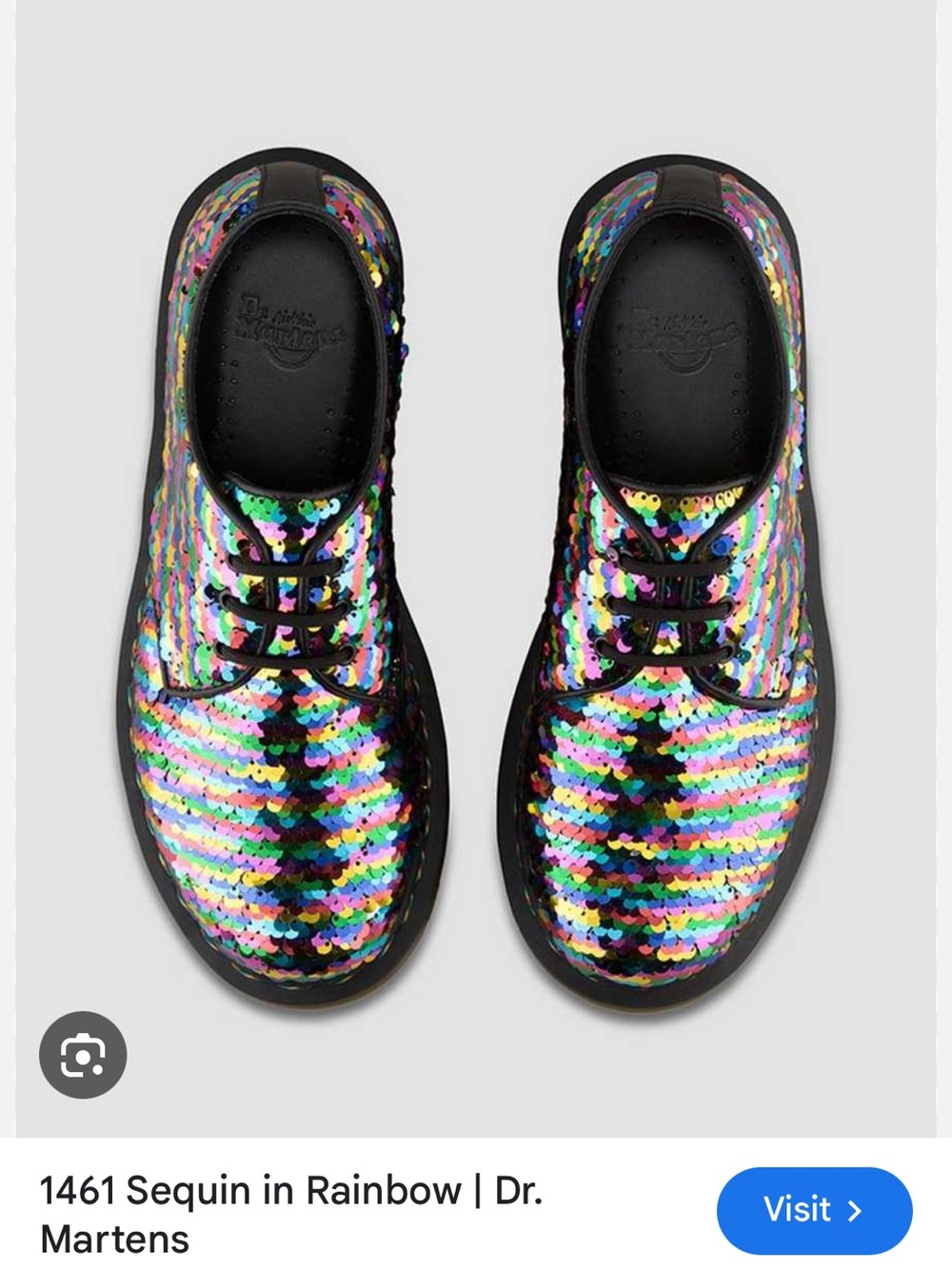 Dr. Martens Rainbow Sequin 1461 Lace-Up Shoes - Black Trim